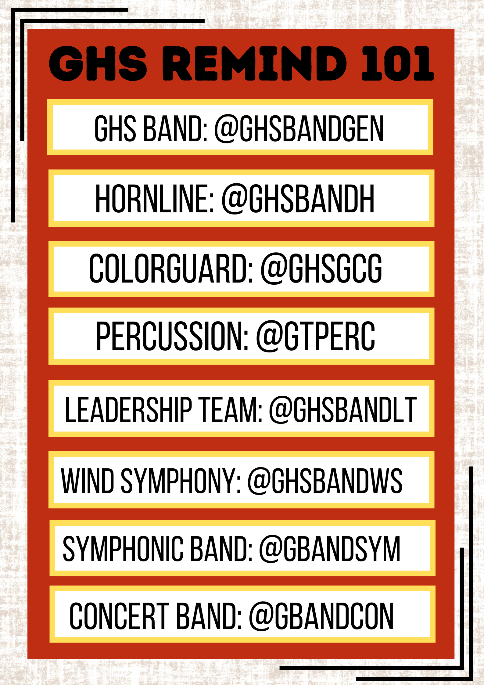 ghs band remind codes
